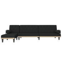 Divano Letto a L Nero 260x140x70 cm in Tessuto 3157274