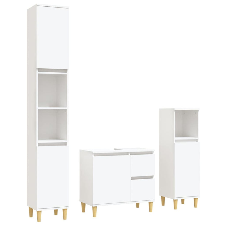 Set di Mobili da Bagno 3 pz Bianco in Legno Multistratocod mxl 125260