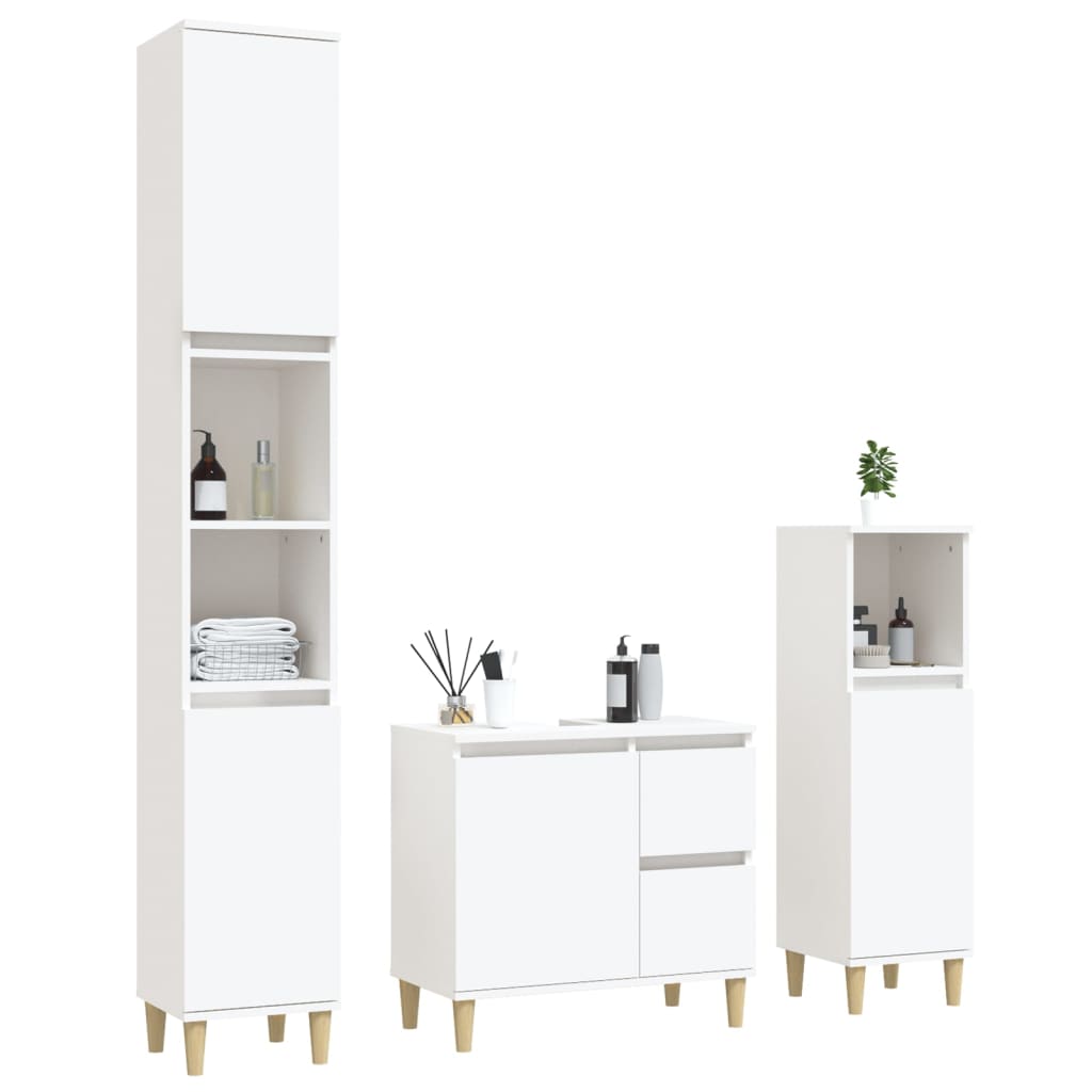 Set di Mobili da Bagno 3 pz Bianco in Legno Multistratocod mxl 125260