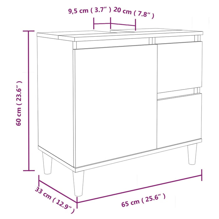 Set di Mobili da Bagno 3 pz Grigio Cemento in Legno Multistrato 3185539