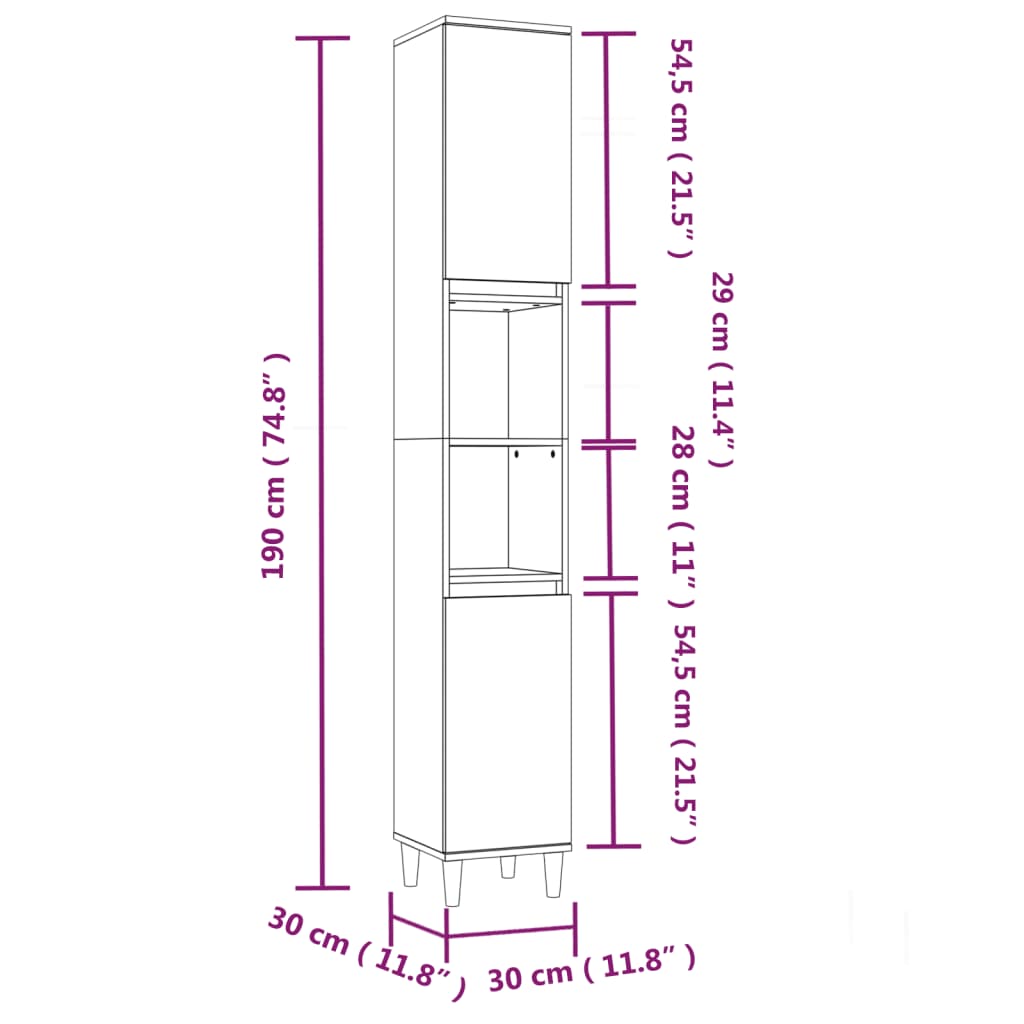 Set di Mobili da Bagno 3 pz Grigio Cemento in Legno Multistrato 3185539