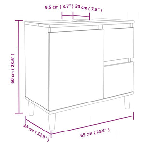 Set Mobili da Bagno 3 pz Rovere Fumo in Legno Multistrato 3185540