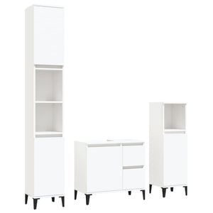 Set di Mobili da Bagno 3 pz Bianco in Legno Multistrato 3185543