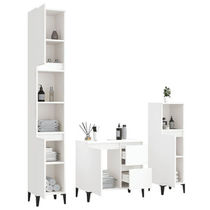 Set di Mobili da Bagno 3 pz Bianco in Legno Multistrato 3185543