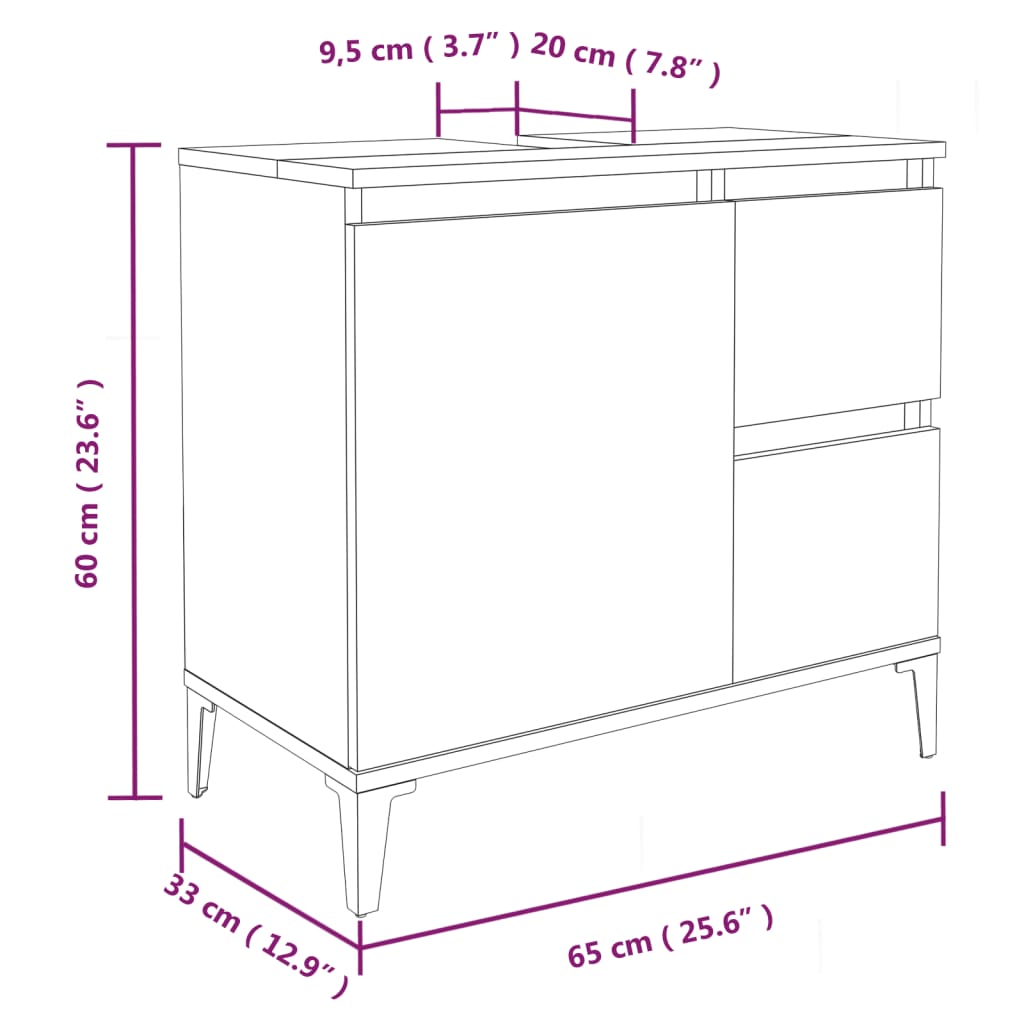 Set di Mobili da Bagno 3 pz Bianco in Legno Multistrato 3185543