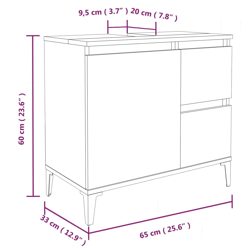 Set di Mobili da Bagno 3 pz Nero in Legno Multistrato 3185544