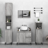 Set Mobili da Bagno 3 pz Grigio Sonoma in Legno Multistratocod mxl 125275