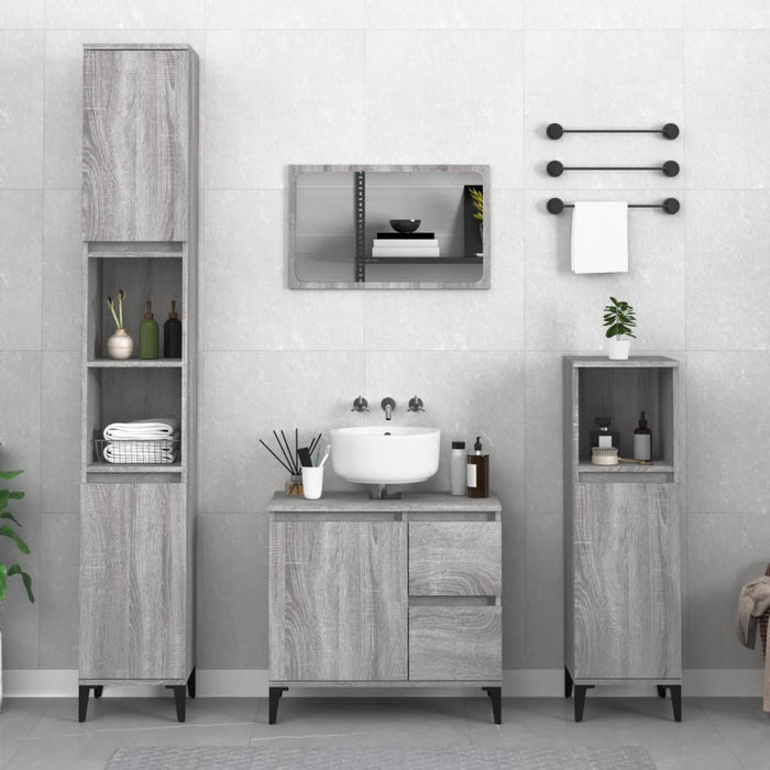 Set Mobili da Bagno 3 pz Grigio Sonoma in Legno Multistratocod mxl 125275