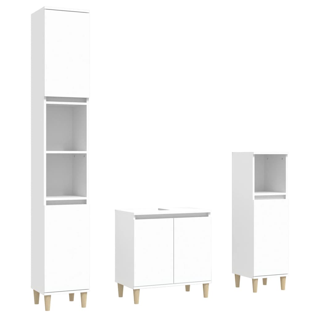 Set Mobili da Bagno 3 pz Bianco in Legno Multistrato 3185581