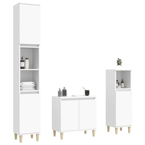 Set Mobili da Bagno 3 pz Bianco in Legno Multistrato 3185581