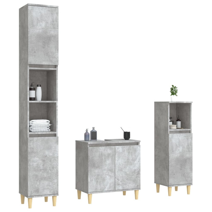 Set Mobili da Bagno 3 pz Grigio Cemento in Legno Multistrato 3185585