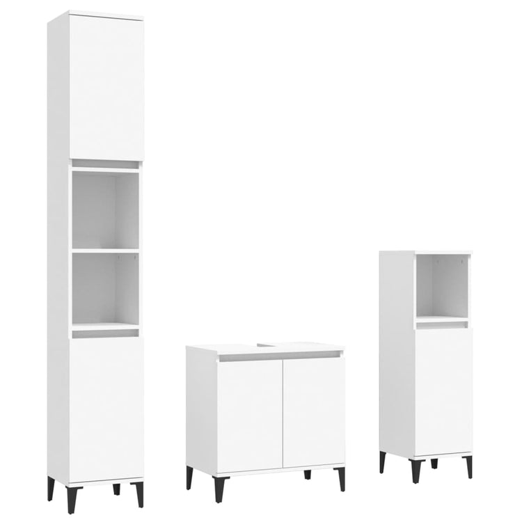 Set Mobili da Bagno 3 pz Bianco in Legno Multistrato 3185589