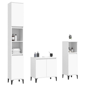 Set Mobili da Bagno 3 pz Bianco in Legno Multistrato 3185589