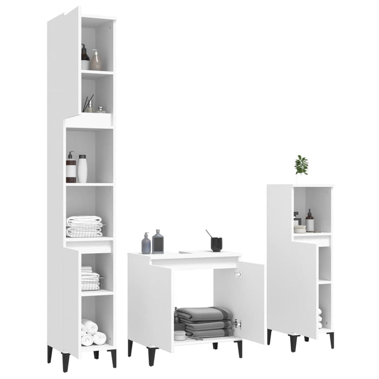 Set Mobili da Bagno 3 pz Bianco in Legno Multistrato 3185589