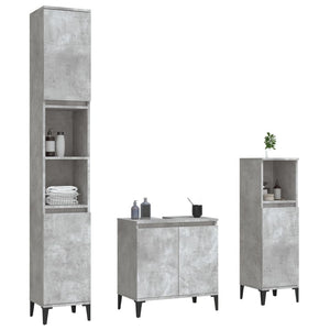 Set Mobili da Bagno 3 pz Grigio Cemento in Legno Multistrato 3185593