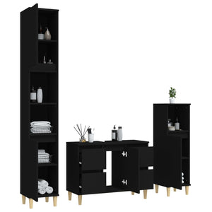 Set Mobili da Bagno 3 pz Nero in Legno Multistrato 3185598