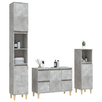 Set Mobili da Bagno 3 pz Grigio Cemento in Legno Multistrato 3185601