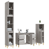 Set Mobili da Bagno 3 pz Grigio Sonoma in Legno Multistrato 3185603