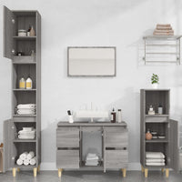 Set Mobili da Bagno 3 pz Grigio Sonoma in Legno Multistrato 3185603