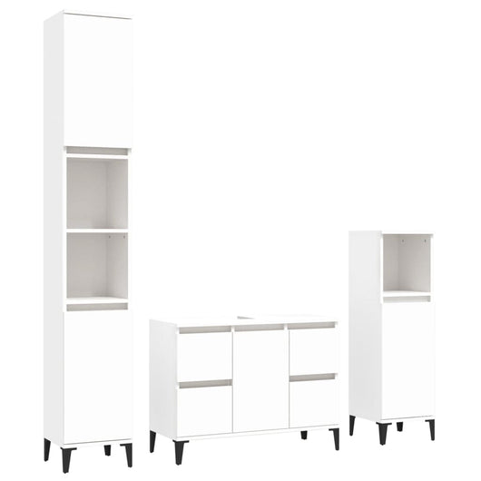 Set Mobili da Bagno 3 pz Bianco in Legno Multistrato 3185605