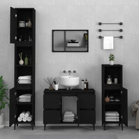 Set Mobili da Bagno 3 pz Nero in Legno Multistrato 3185606