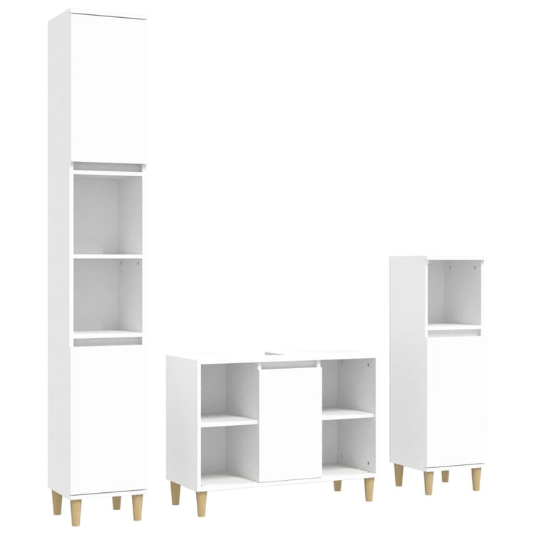 Set Mobili da Bagno 3 pz Bianco in Legno Multistrato 3185613