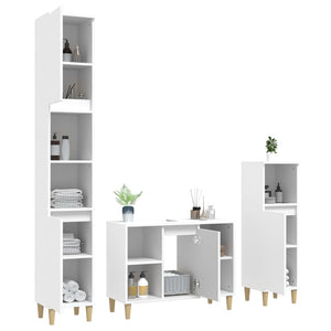 Set Mobili da Bagno 3 pz Bianco in Legno Multistrato 3185613