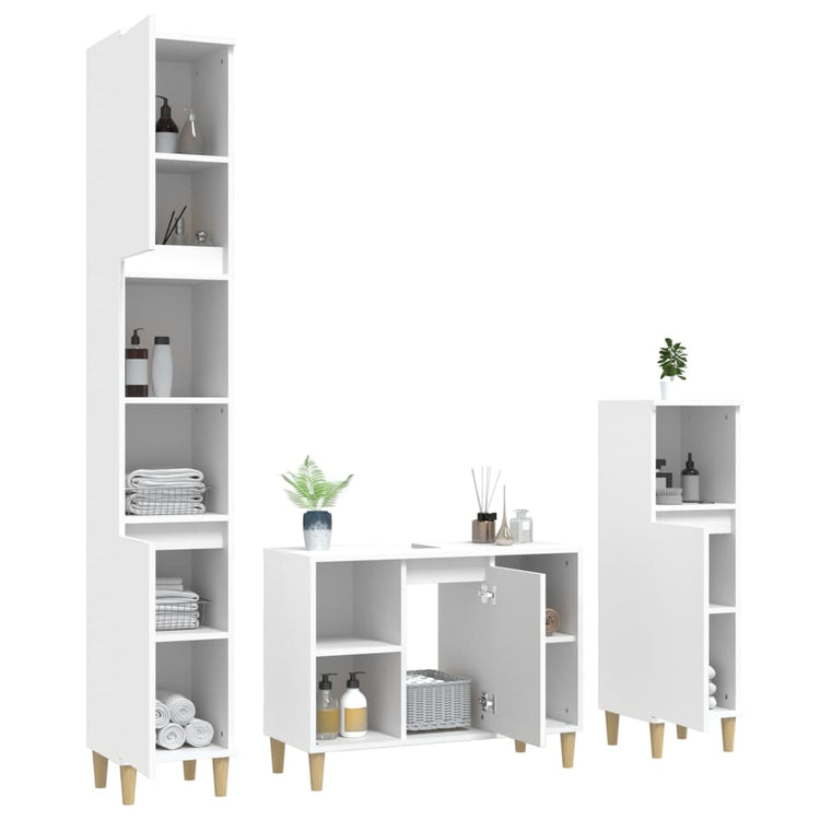 Set Mobili da Bagno 3 pz Bianco in Legno Multistrato 3185613