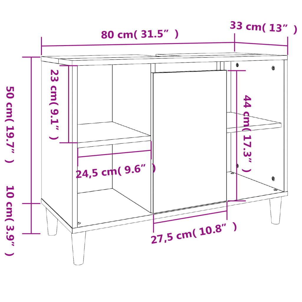 Set Mobili da Bagno 3 pz Rovere Fumo in Legno Multistrato 3185618