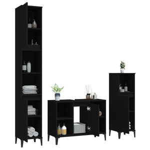 Set Mobili da Bagno 3 pz Nero in Legno Multistrato 3185622