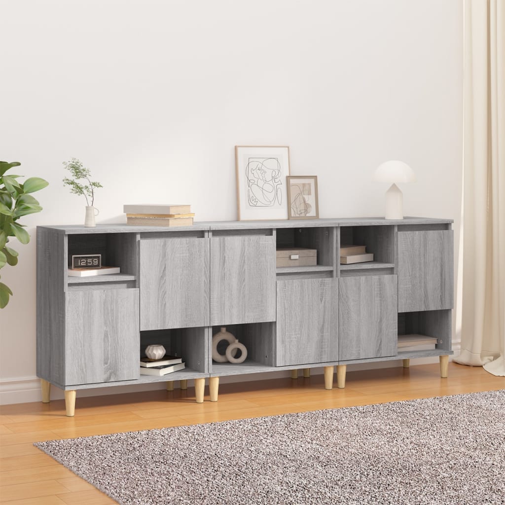 Credenze 3pz Grigio Sonoma 60x35x70 cm in Legno Multistrato 3185741