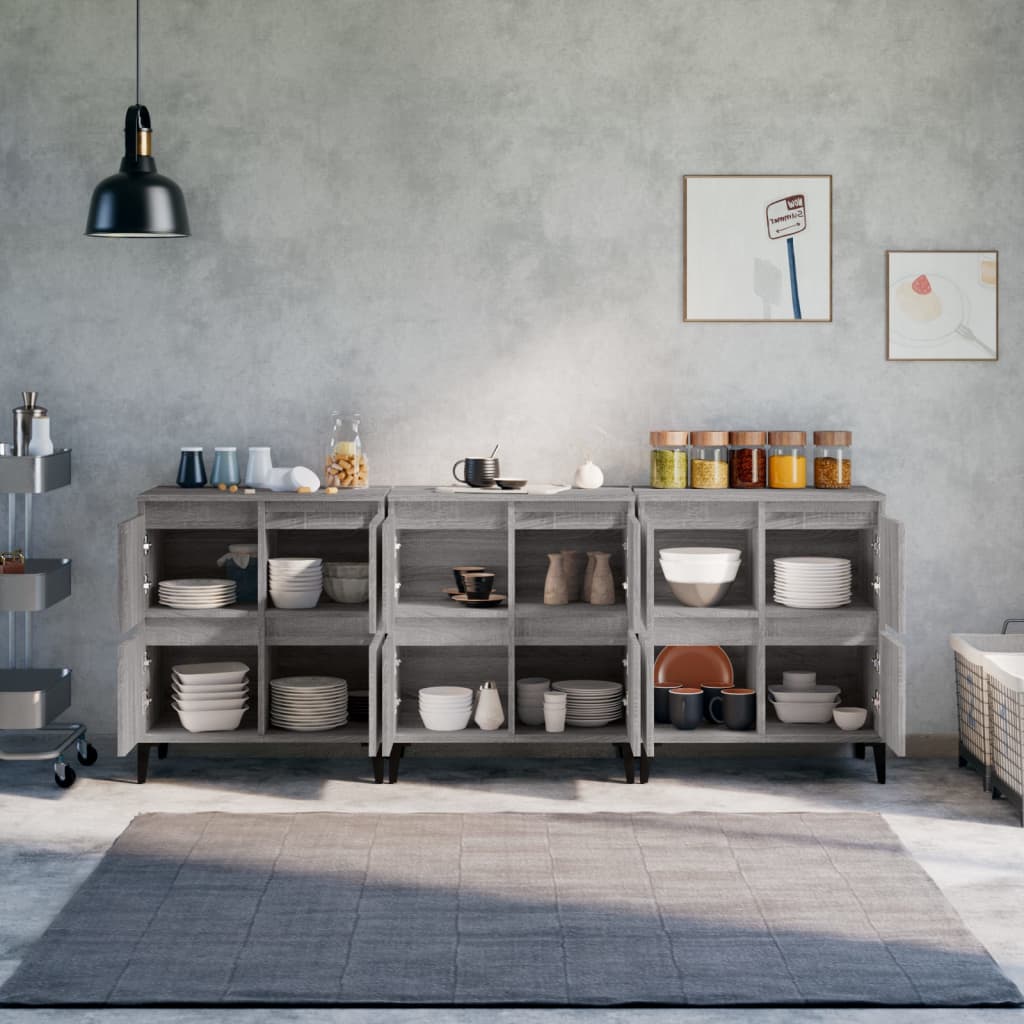 Credenze 3pz Grigio Sonoma 60x35x70 cm in Legno Multistrato 3185781