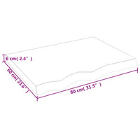 Piano Bagno 80x60x(2-6) cm in Legno Massello Non Trattato 3156028