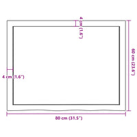 Piano Bagno 80x60x(2-6) cm in Legno Massello Non Trattato 3156028