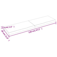 Piano Bagno 120x30x(2-4) cm in Legno Massello Non Trattato 3156041