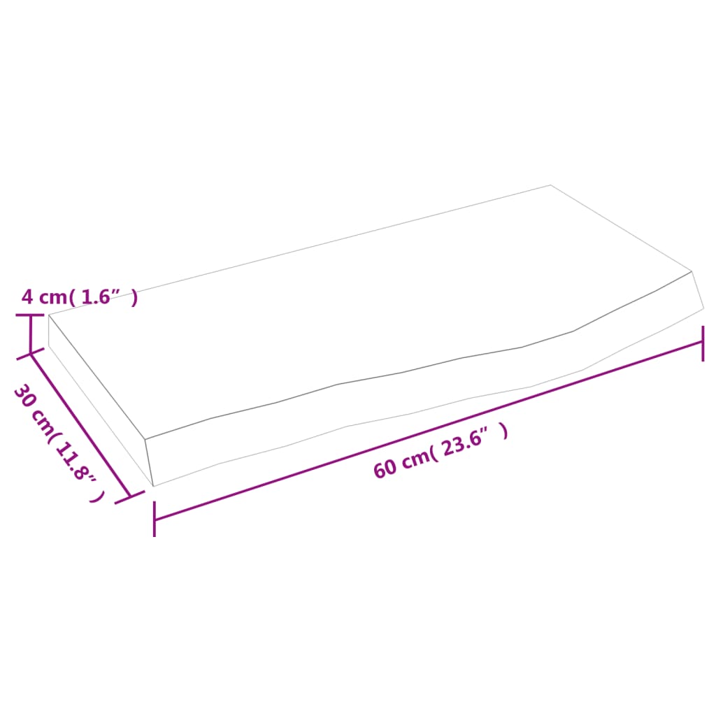 Piano Bagno Marrone 60x30x(2-4) cm Legno Massello Trattato 3156102