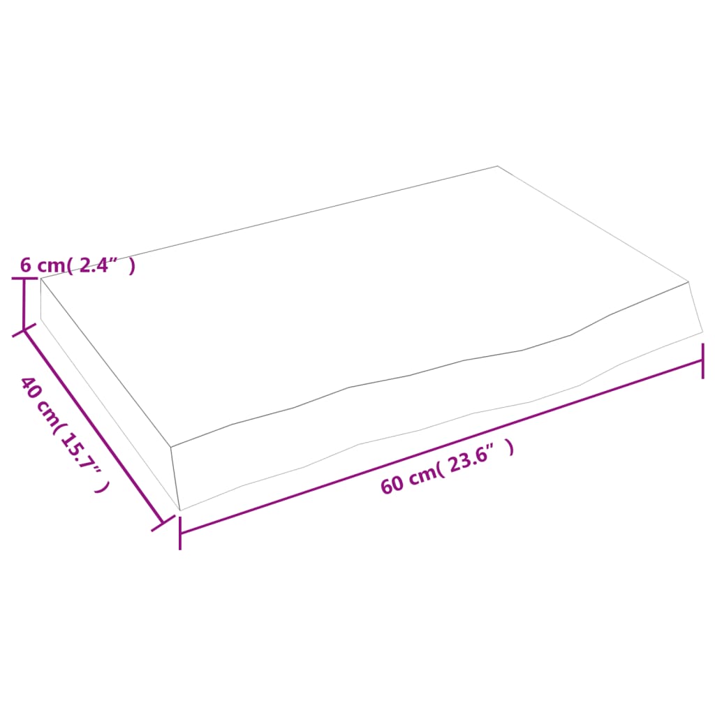 Piano Bagno Marrone 60x40x(2-6) cm Legno Massello Trattato 3156106