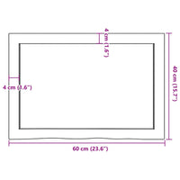 Piano Bagno Marrone 60x40x(2-6) cm Legno Massello Trattato 3156106