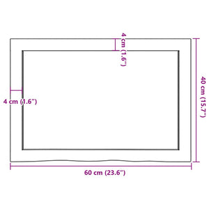 Piano Bagno Marrone 60x40x(2-6) cm Legno Massello Trattato 3156106