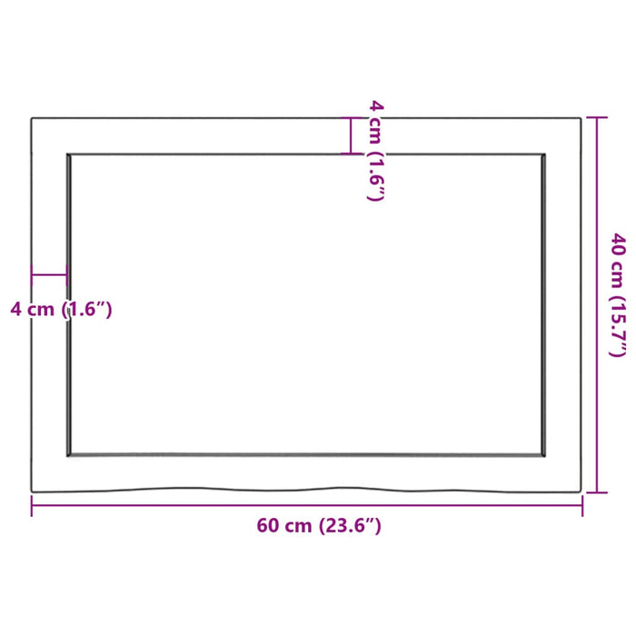 Piano Bagno Marrone 60x40x(2-6) cm Legno Massello Trattato 3156106