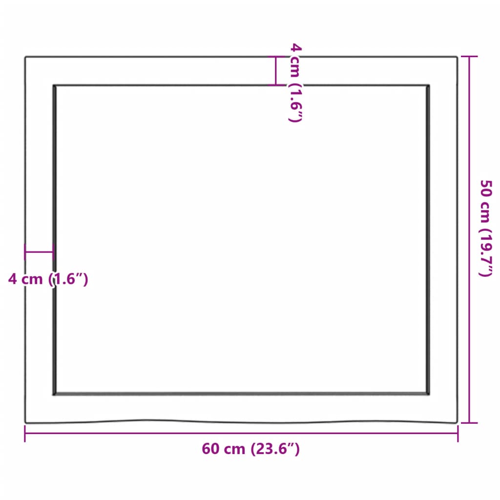 Piano Bagno Marrone 60x50x(2-6) cm Legno Massello Trattato 3156109