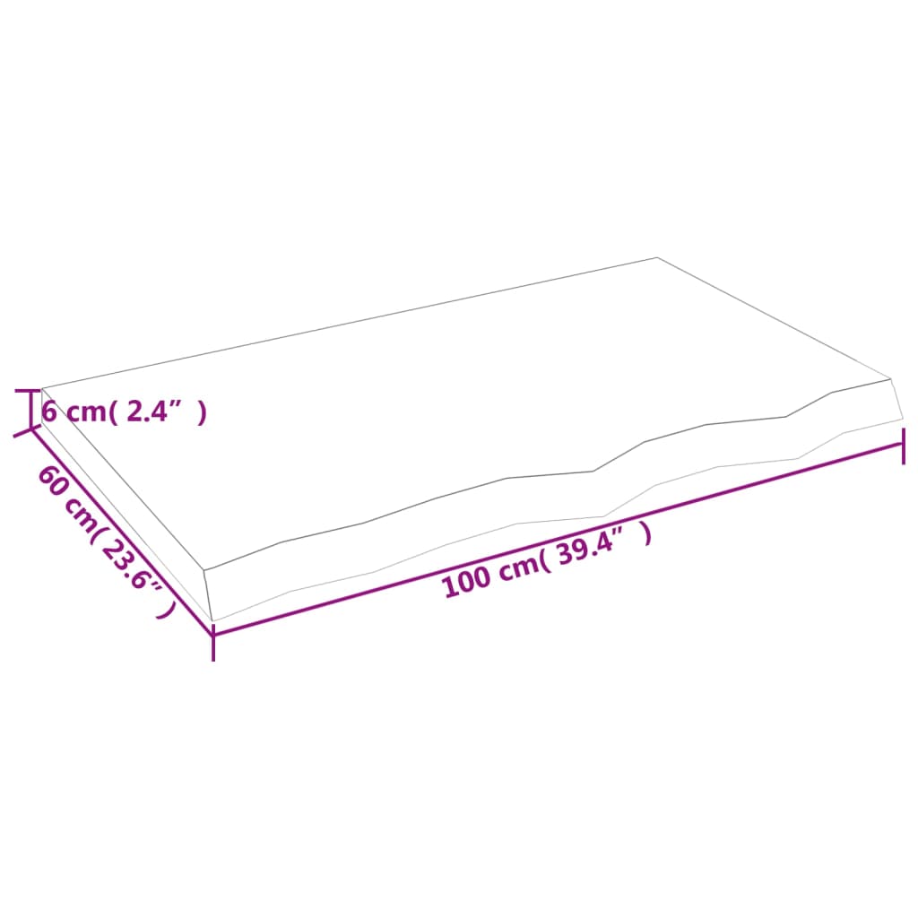 Piano Bagno Marrone 100x60x(2-6) cm Legno Massello Trattato 3156136