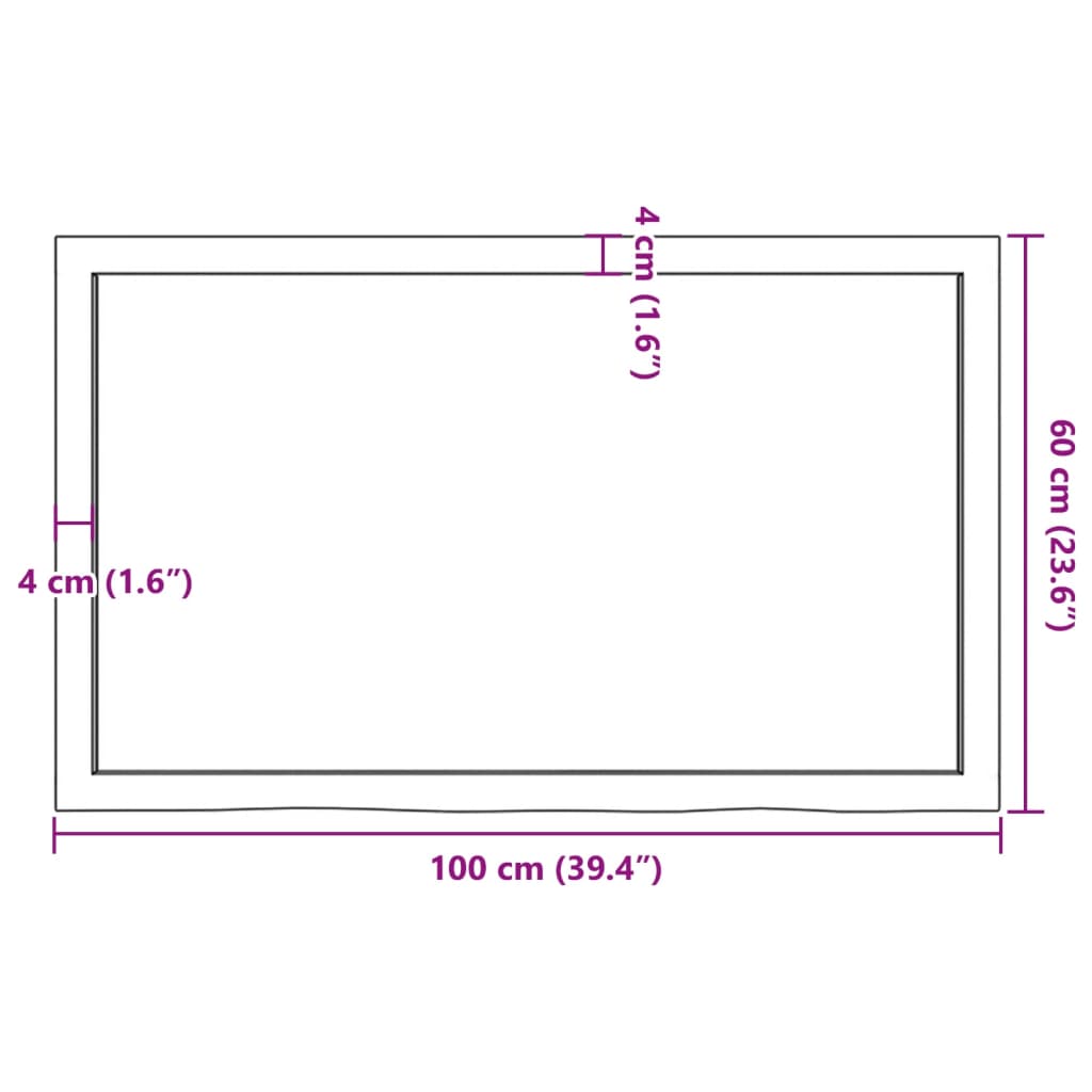 Piano Bagno Marrone 100x60x(2-6) cm Legno Massello Trattato 3156136