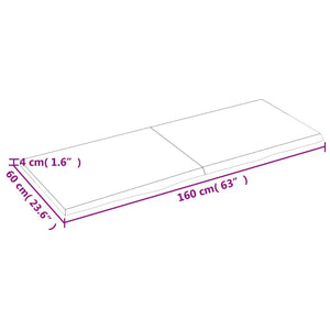 Piano Bagno Marrone 160x60x(2-4) cm Legno Massello Trattato 3156159