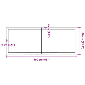 Piano Bagno Marrone 160x60x(2-4) cm Legno Massello Trattato 3156159