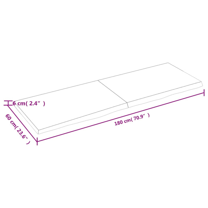 Piano Bagno Marrone 180x60x(2-6) cm Legno Massello Trattato 3156168