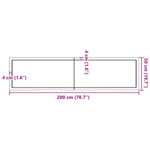 Piano Bagno Marrone 200x50x(2-6) cm Legno Massello Trattato 3156174