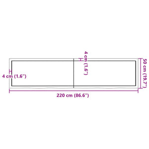 Piano Bagno Marrone 220x50x(2-4) cm Legno Massello Trattato 3156181