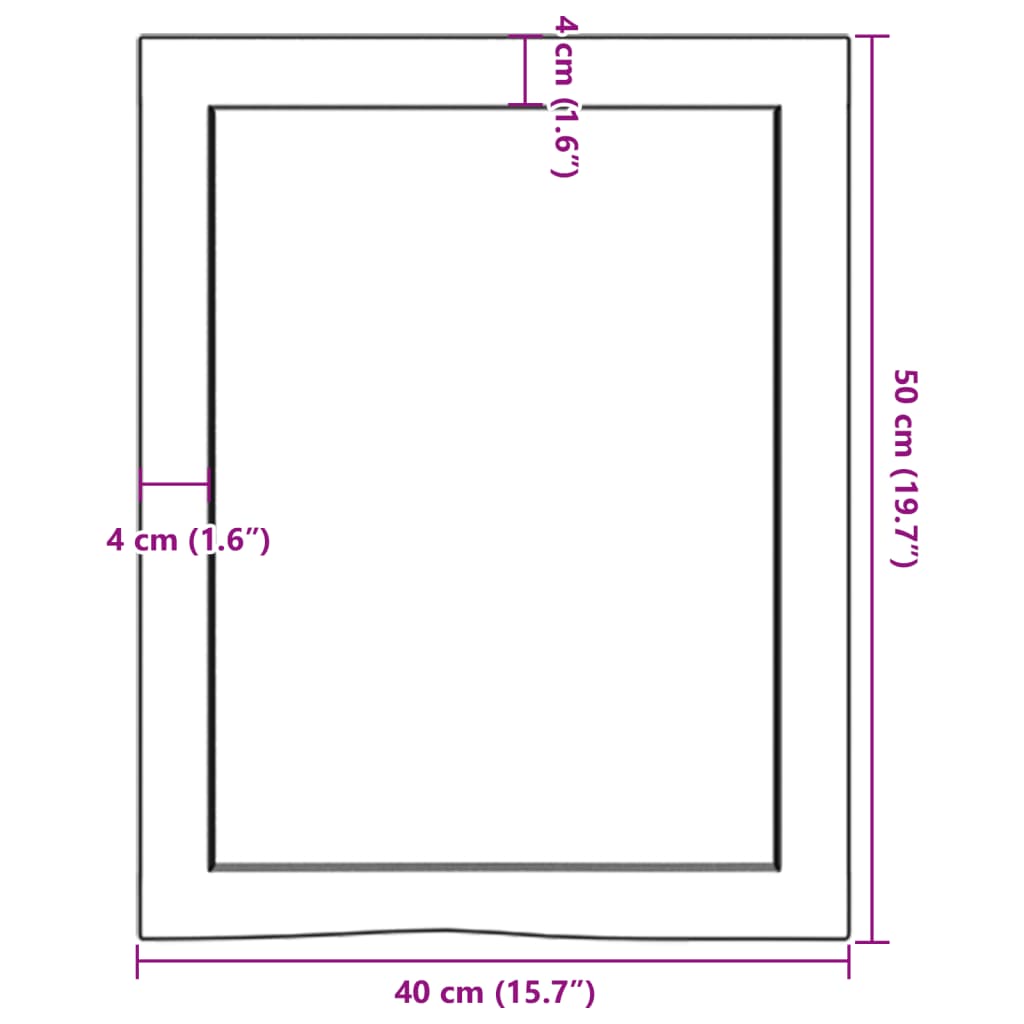 Piano Bagno Marrone Scuro 40x50x(2-4)cm Legno Massello Trattato 3156192