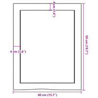 Piano Bagno Marrone Scuro 40x50x(2-4)cm Legno Massello Trattato 3156192